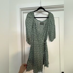Reformation Venezuela Sammy Wrap Dress - Green Floral Long Sleeve Dress